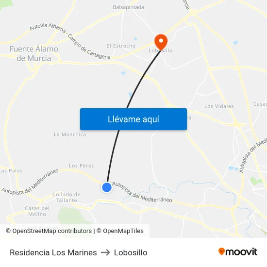 Residencia Los Marines to Lobosillo map