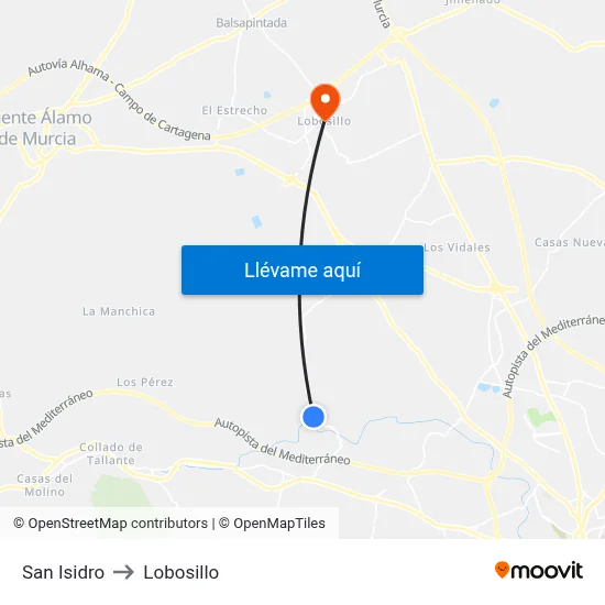 San Isidro to Lobosillo map