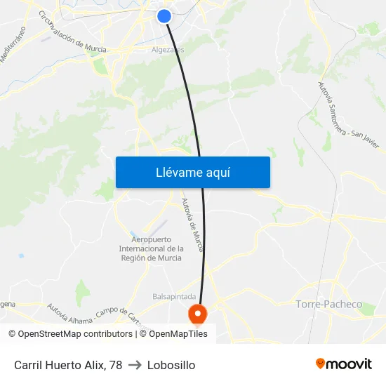Carril Huerto Alix, 78 to Lobosillo map
