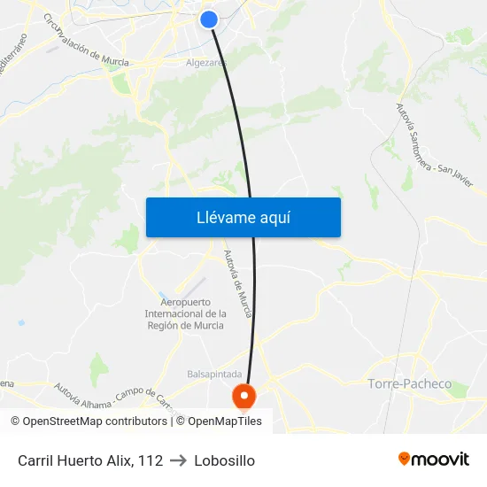 Carril Huerto Alix, 112 to Lobosillo map