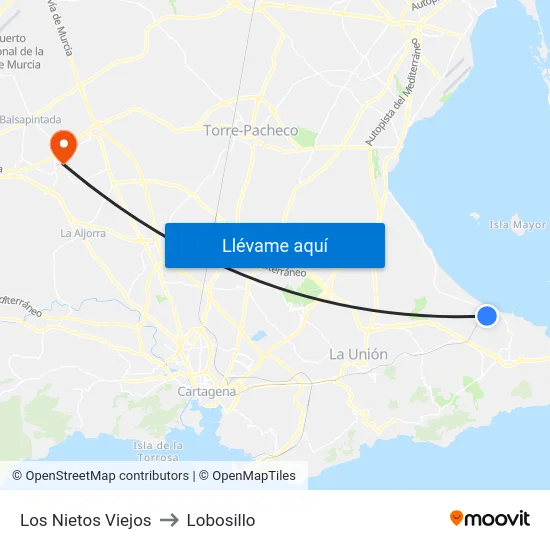 Los Nietos Viejos to Lobosillo map