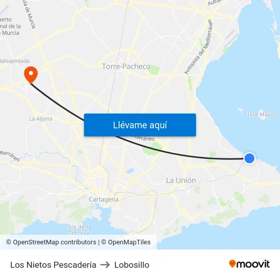 Los Nietos Pescadería to Lobosillo map