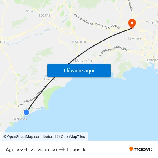 Águilas-El Labradorcico to Lobosillo map