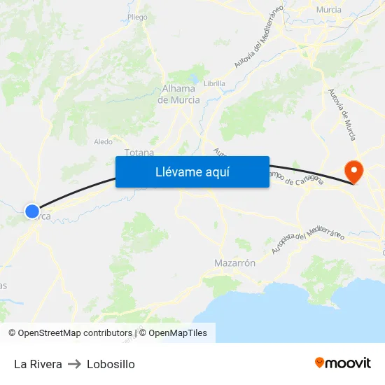 La Rivera to Lobosillo map