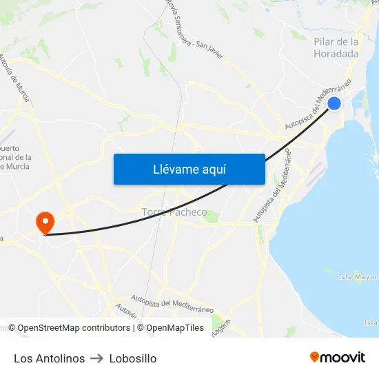 Los Antolinos to Lobosillo map
