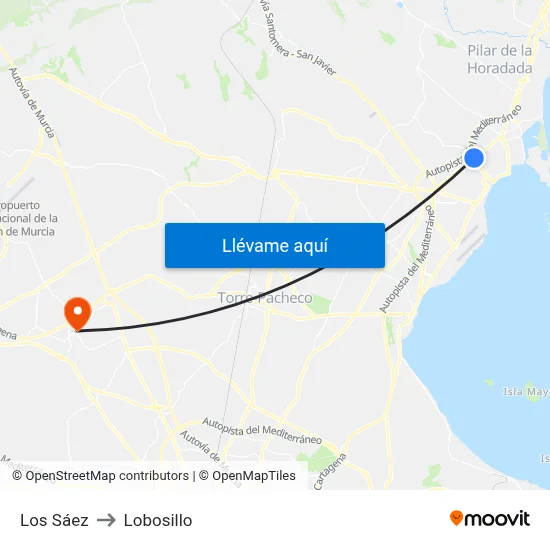 Los Sáez to Lobosillo map