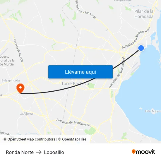 Ronda Norte to Lobosillo map