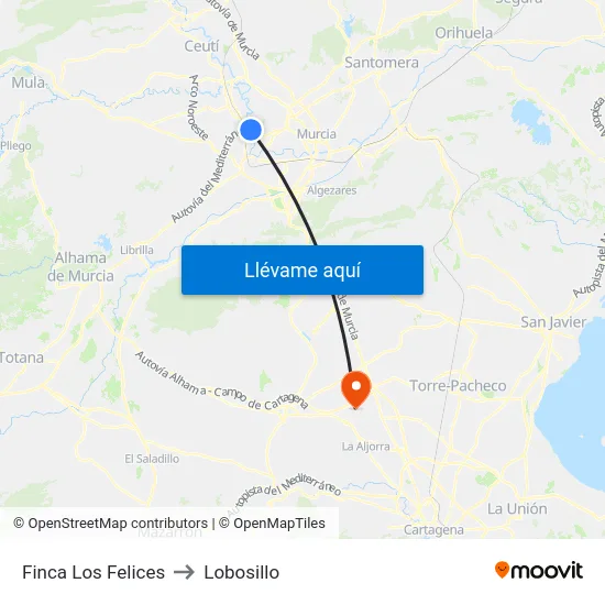 Finca Los Felices to Lobosillo map