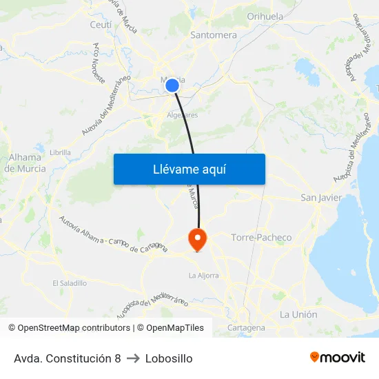 Avda. Constitución 8 to Lobosillo map