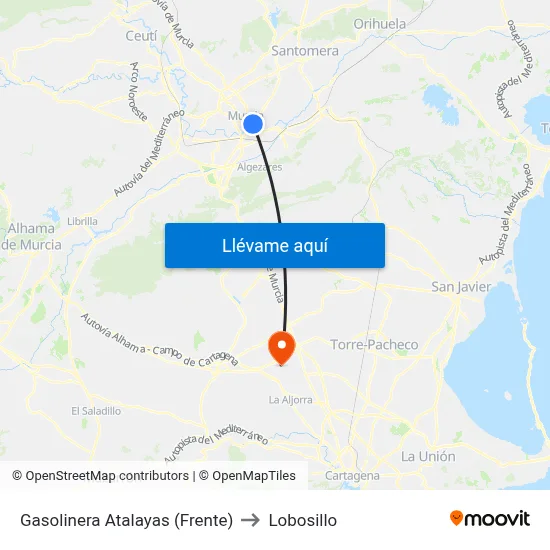 Gasolinera Atalayas (Frente) to Lobosillo map