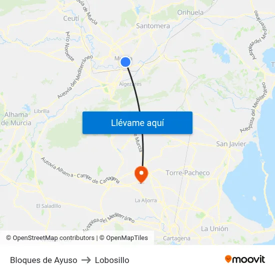 Bloques de Ayuso to Lobosillo map