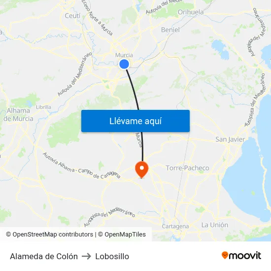 Alameda de Colón to Lobosillo map