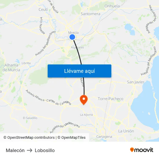 Malecón to Lobosillo map