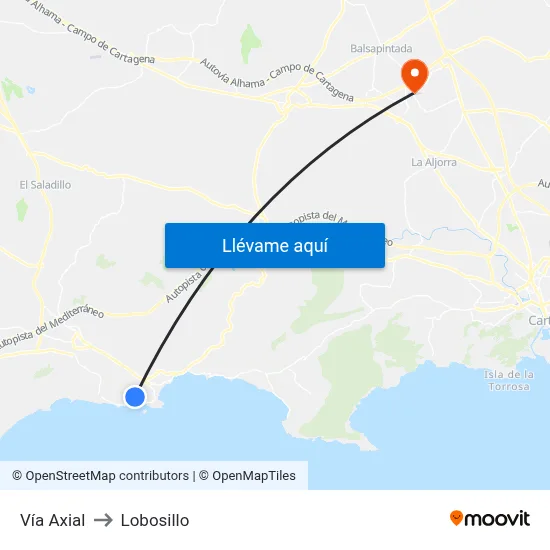 Vía Axial to Lobosillo map