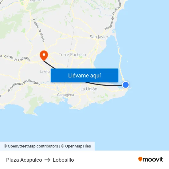 Plaza Acapulco to Lobosillo map