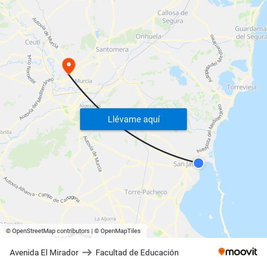 Avenida El Mirador to Facultad de Educación map