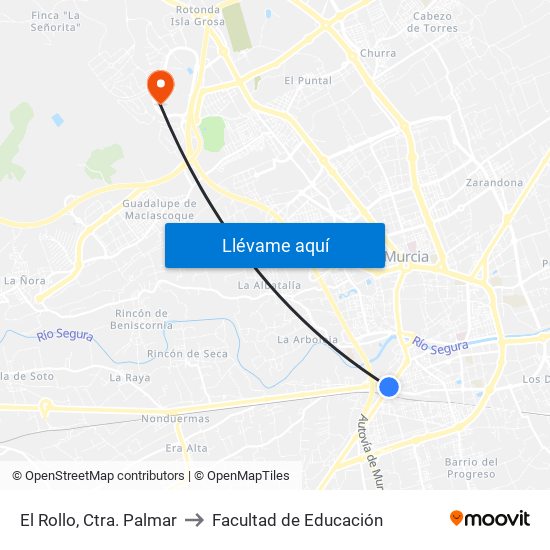 El Rollo, Ctra. Palmar to Facultad de Educación map