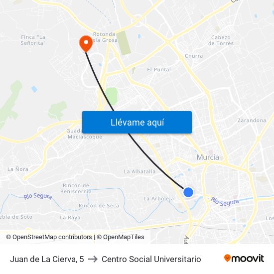 Juan de La Cierva, 5 to Centro Social Universitario map