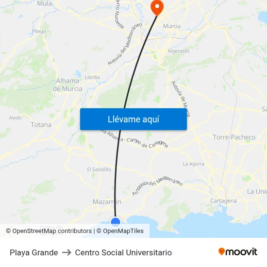 Playa Grande to Centro Social Universitario map