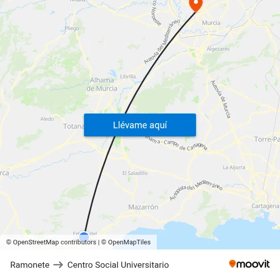 Ramonete to Centro Social Universitario map