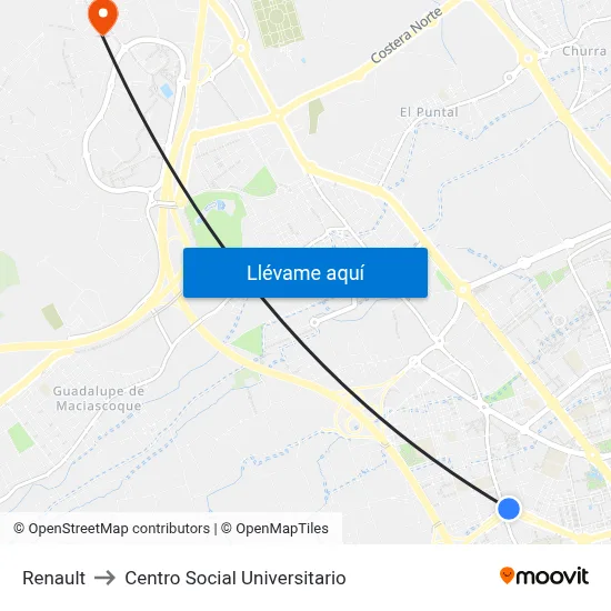 Renault to Centro Social Universitario map