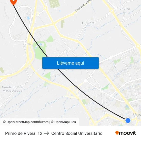 Primo de Rivera, 12 to Centro Social Universitario map