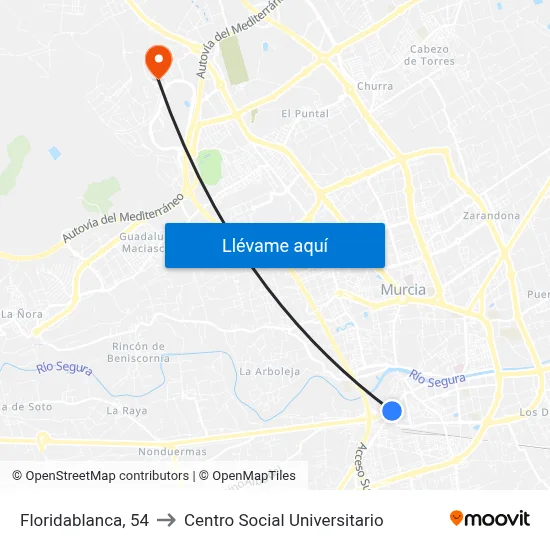Floridablanca, 54 to Centro Social Universitario map