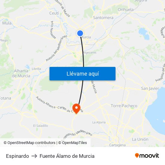 Espinardo to Fuente Álamo de Murcia map