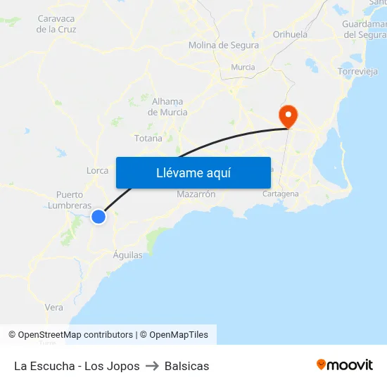 La Escucha - Los Jopos to Balsicas map