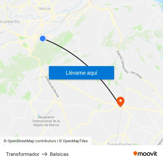 Transformador to Balsicas map