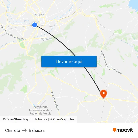 Chirrete to Balsicas map