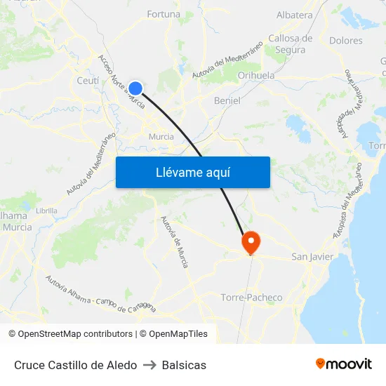 Cruce Castillo de Aledo to Balsicas map