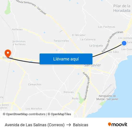 Avenida de Las Salinas (Correos) to Balsicas map