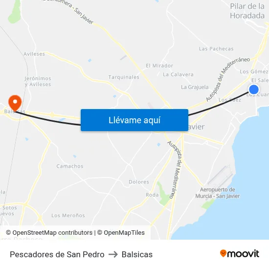 Pescadores de San Pedro to Balsicas map