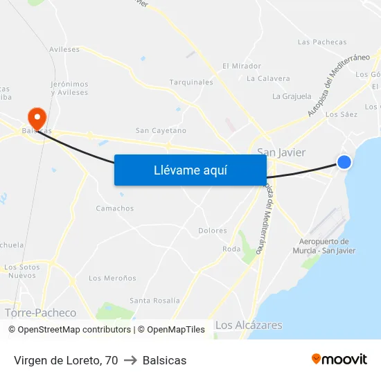 Virgen de Loreto, 70 to Balsicas map