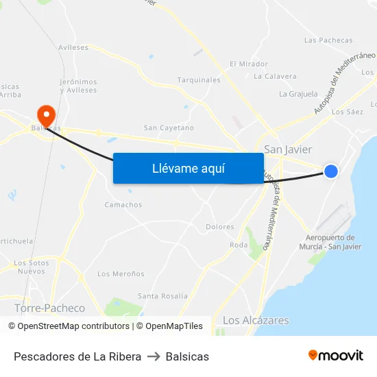 Pescadores de La Ribera to Balsicas map