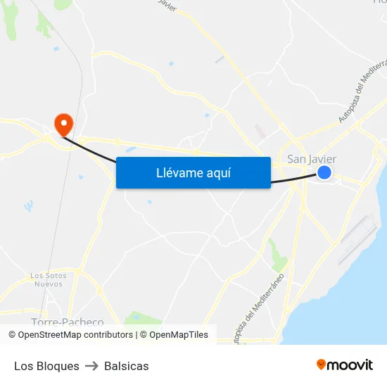 Los Bloques to Balsicas map