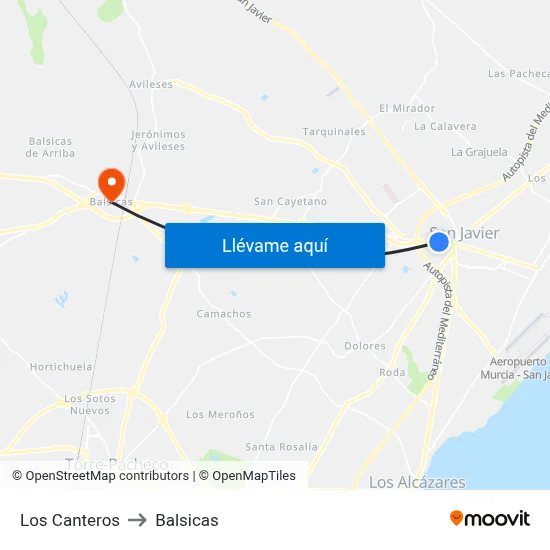 Los Canteros to Balsicas map