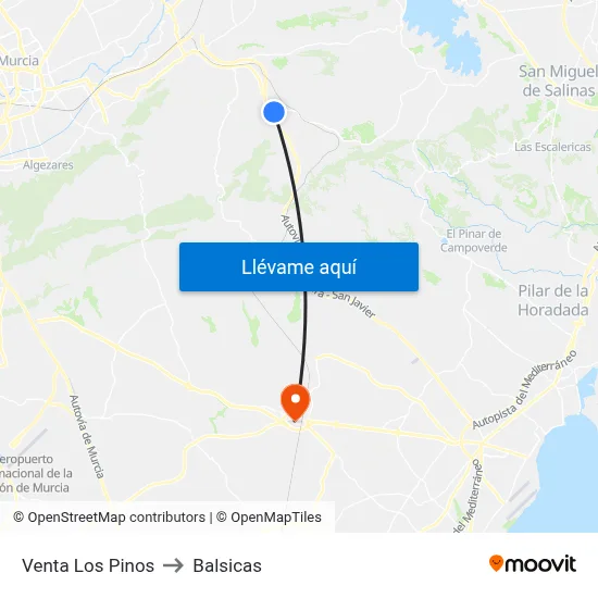 Venta Los Pinos to Balsicas map