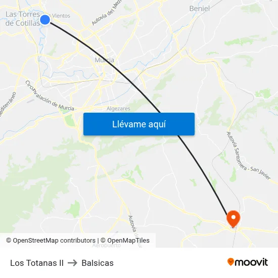 Los Totanas II to Balsicas map