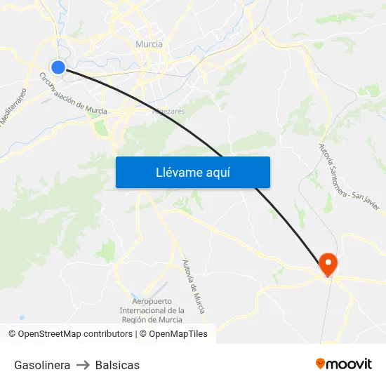 Gasolinera to Balsicas map