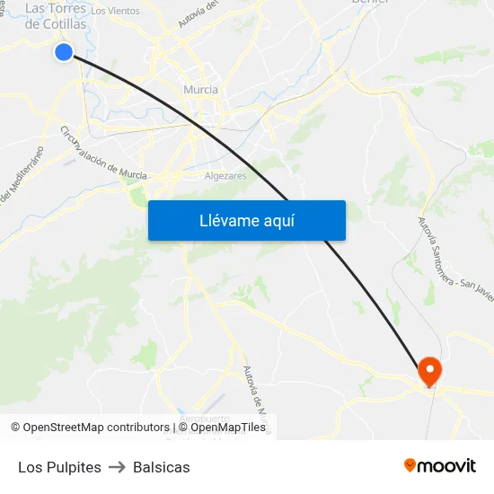 Los Pulpites to Balsicas map