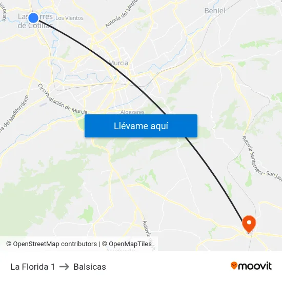 La Florida 1 to Balsicas map