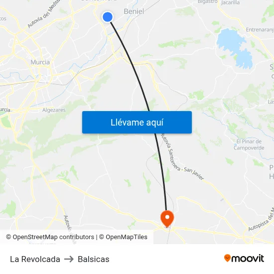 La Revolcada to Balsicas map