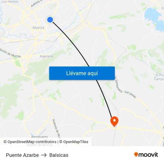 Puente Azarbe to Balsicas map