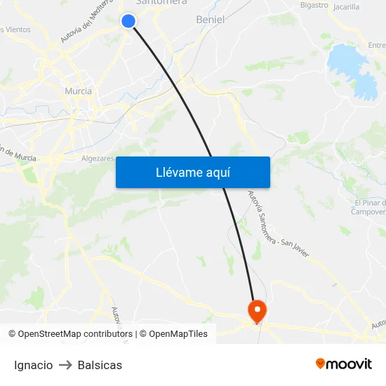 Ignacio to Balsicas map