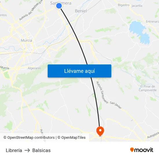 Librería to Balsicas map