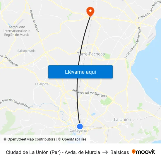 Ciudad de La Unión (Par) - Avda. de Murcia to Balsicas map