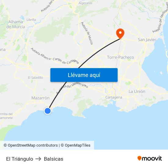 El Triángulo to Balsicas map