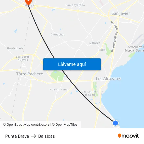 Punta Brava to Balsicas map